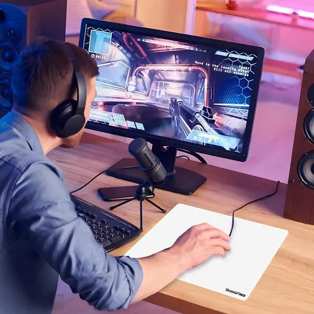 Alt view image 3 of 5 - Mousepad with Hard Surface for Gaming, Ultra Smooth Mouse Mat, Water-Resistant Mouse Pad Precision Speed Control for Esport Games/Office (Small White 15.7×11.8)