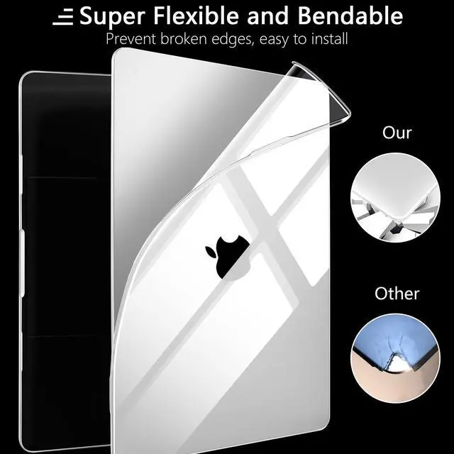 Alt view image 4 of 5 - MEEgoodo Crystal Case for MacBook Air 13.6 inch M4/M3/M2 2025 2024 2022(Fit Model A3240/A3113/A2681), Flexible Shell for MacBook Air 13 with TPU Keyboard & Webcam Cover & OTG Adapter, Crystal Clear