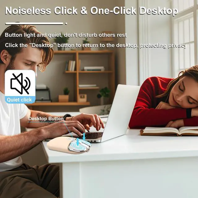 Alt view image 3 of 5 - Wireless Mouse Bluetooth Cute Ultra Slim Silent Computer Mice with USB Receiver Dual-Mode 2.4G & Bluetooth Rechargeable Portable USB Cordless Mouse for Laptop PC Tablet Kids Adults Gift, Milk Tea