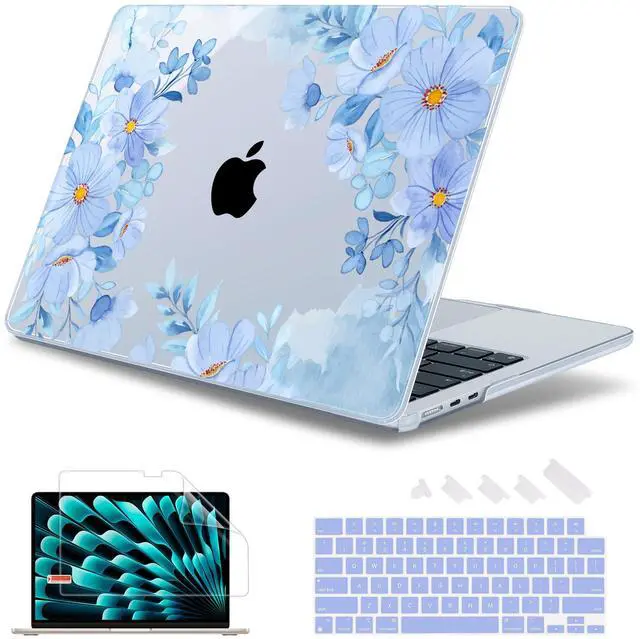 Main image of May Chen for M4 MacBook Air 13.6 Inch Case 2025 2024 2023 2022 Release Models: A3240 A3113 M3 A2681 M2, Plastic Hard Shell Case for MacBook Air 13.6" with Retina Display, Spring Blue Flower