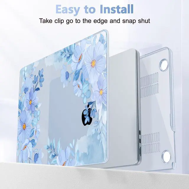 Alt view image 5 of 5 - May Chen for M4 MacBook Air 13.6 Inch Case 2025 2024 2023 2022 Release Models: A3240 A3113 M3 A2681 M2, Plastic Hard Shell Case for MacBook Air 13.6" with Retina Display, Spring Blue Flower