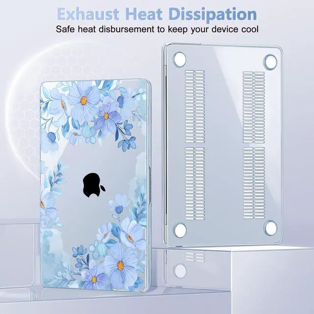 Alt view image 4 of 5 - May Chen for M4 MacBook Air 13.6 Inch Case 2025 2024 2023 2022 Release Models: A3240 A3113 M3 A2681 M2, Plastic Hard Shell Case for MacBook Air 13.6" with Retina Display, Spring Blue Flower