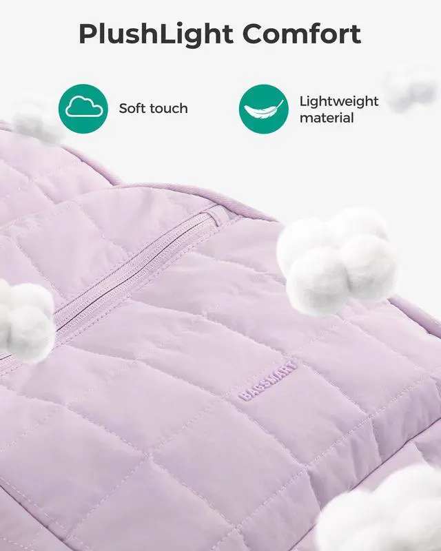 Alt view image 5 of 5 - BAGSMART College Laptop Backpack, Travel Backpack for Women, Quilted Casual Daypack, Water-Resistant Bookbag for 15.6 Inch Laptop, Lavender