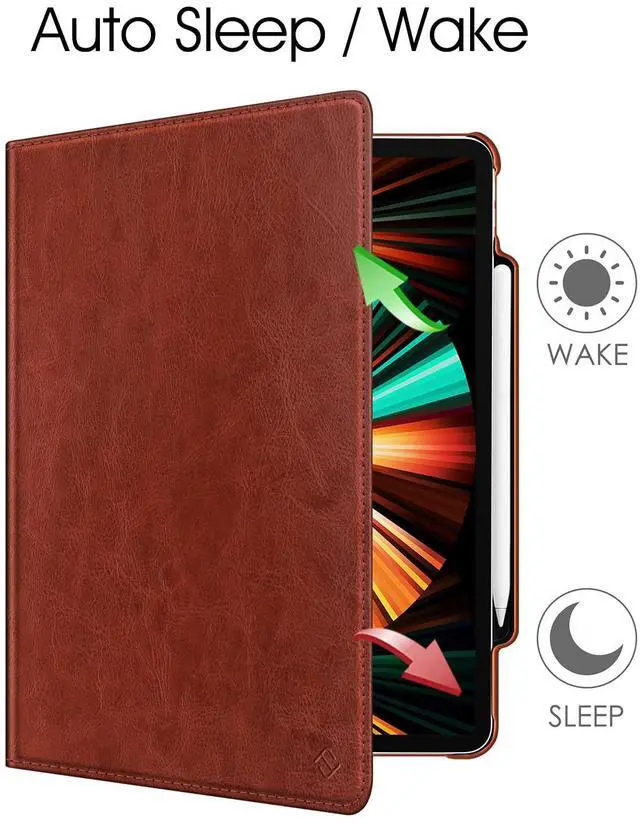 Alt view image 3 of 5 - Fintie Rotating Case for iPad Pro 12.9-inch 6th Generation 2022-360 Degree Swiveling Protective Cover with Pencil Holder, Auto Sleep/Wake, Also Fit iPad Pro 12.9" 5th/4th/3rd Gen, Brown