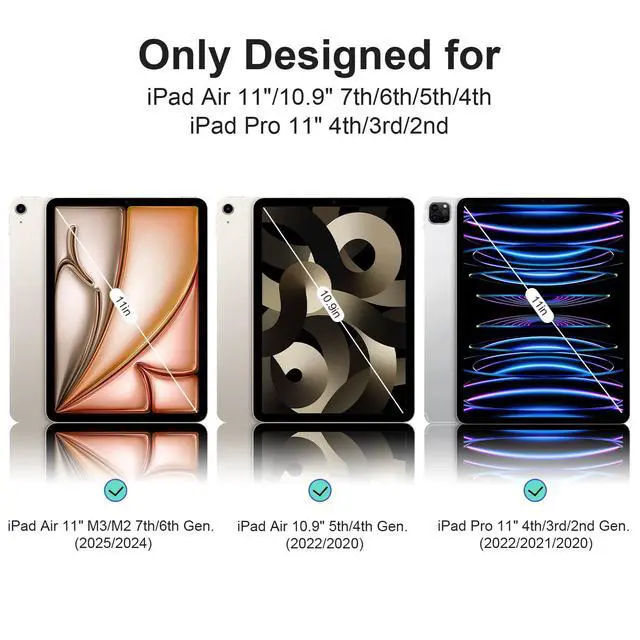 Alt view image 2 of 5 - Dwopar Case for iPad Air 11 M3/M2 2025/2024, iPad Air 11/10.9 Inch 7th/6th/5th/4th Gen, iPad Pro 11 Inch 4th/3rd/2nd 2022/2021/2020 with Pencil Holder, Vertical Stand, Detachable Magnetic, Lilac+White