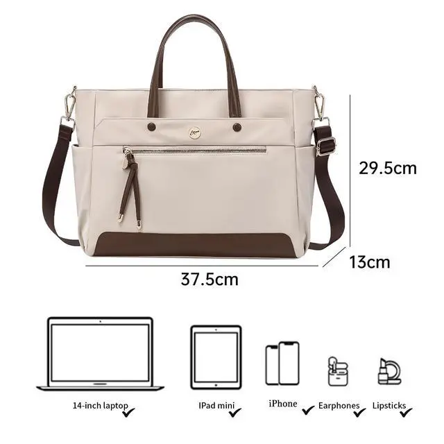 Alt view image 2 of 5 - KEBEIXUAN Laptop Bag for Women 15 Inch, Water Resistant Tote & Computer Briefcase, Professional Work Handbag and Shoulder Bag for Teacher, Office, College, Travel, Black(Black Large)