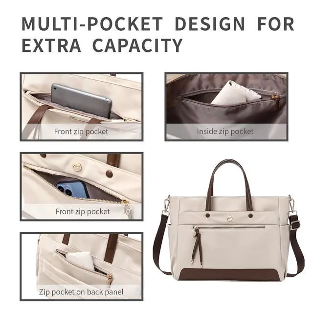 Alt view image 3 of 5 - KEBEIXUAN Laptop Bag for Women 15 Inch, Water Resistant Tote & Computer Briefcase, Professional Work Handbag and Shoulder Bag for Teacher, Office, College, Travel, Black(Black Large)