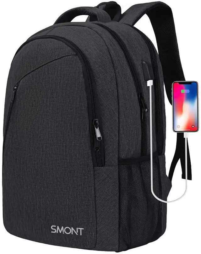 Main image of SMONT 17 Inch Large Laptop Backpack for Men, Mens Business Bookbag for Computer Office Tech Commuter Work with USB Charging Port Anti Theft Water Resistant Dark Grey