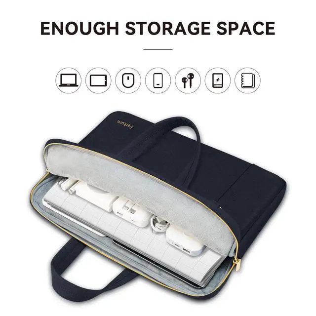 Alt view image 2 of 5 - Ferkurn Laptop Bag Case Women Men Computer Sleeve with Shoulder Compatible with HP Envy Pavilion/Inspiron/Thinkpad/Vivobook/MSI/Surface,Waterproof Briefcase with Handle, Deep Indigo, 17 17.3 Inch