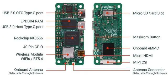 Alt view image 5 of 5 - Radxa Zero 3W RK3566 4-core CPU SBC, GPU, NPU, HDMI with 1080P Output, Single Board Computer (Radxa Zero 3W 2GB 16GB Without GPIO)