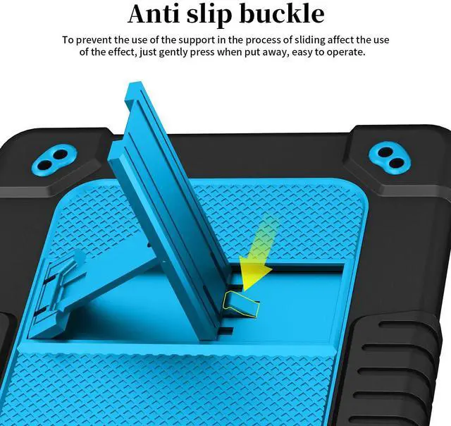 Alt view image 4 of 5 - JBuwsdan for T-Mobile Revvl Tab 2 2025 10.1 inch Case with Kickstand Shoulder Strap Soft Silicone+Hard Back Hybrid Shockproof CCover Includes 2 PCS Tempered Glass Screen Protector (BlackBlue+2Pcs)