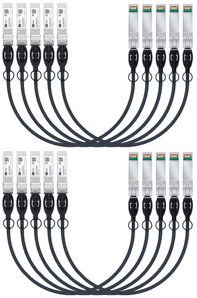 Main image of H!Fiber 10 Pack SFP+ Cable, 10G SFP+ DAC, 0.3M(0.98ft), Passive Direct Attach Copper Twinax Cable for Cisco SFP-H10GB-CU0.3M, Ubiquiti UniFi UC-DAC-SFP+, TP-Link, Mikrotik, Intel, Fortinet, Netgear