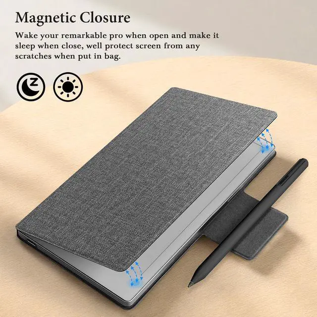 Alt view image 3 of 5 - Ayotu Case for Remarkable Paper Pro Move 7.3", 1:1 Fit Smart Cover Book Folio with Auto Wake/Sleep | Premuin Fabric Cover | Microfiber Lining | Strong Magnet (Textile Gray)