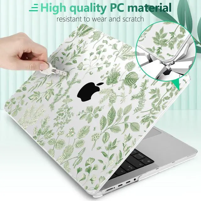 Alt view image 5 of 5 - Yebiseven for MacBook Pro 14 Inch Case M5 M4 M3 M2 M1 2025 2024-2021 Model A3434/A3112/A3401/A3185/A2918/A2992/A2779/A2442,Hard Shell with Keyboard Cover+Trackpad Film+OTG Adapter, Leafy