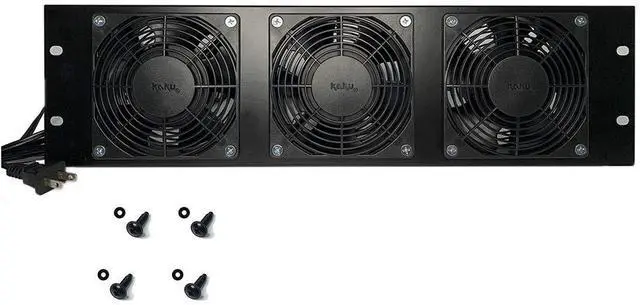 Main image of Kutatek Rack Mount Fan Panel 3U, Intake Airflow, for Cooling AV, Home Theater, Network 19" Racks