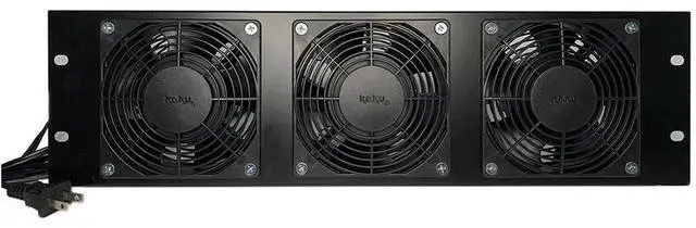Alt view image 5 of 5 - Kutatek Rack Mount Fan Panel 3U, Intake Airflow, for Cooling AV, Home Theater, Network 19" Racks
