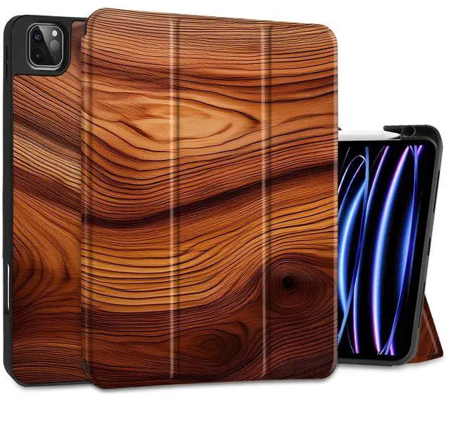 Main image of MEEgoodo for iPad Pro 12.9 Case M2 6th/5th/4th/3rd Generation 2022 2021 2020 2018 with Pencil Holder, Tablet Cover with Soft TPU Back Shell, Tree Rings