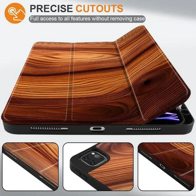 Alt view image 3 of 5 - MEEgoodo for iPad Pro 12.9 Case M2 6th/5th/4th/3rd Generation 2022 2021 2020 2018 with Pencil Holder, Tablet Cover with Soft TPU Back Shell, Tree Rings