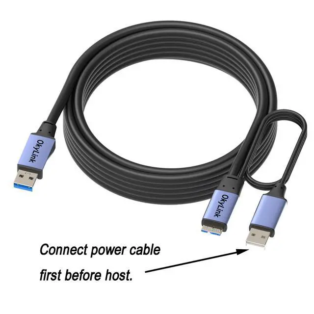 Alt view image 2 of 5 - OkyLink 5M/15FT USB 3.0/3.2Gen1 to Micro-B Active Cable - 5Gbps A Male to Micro-B Male Data Transfer Cord, Black Industrial Grade