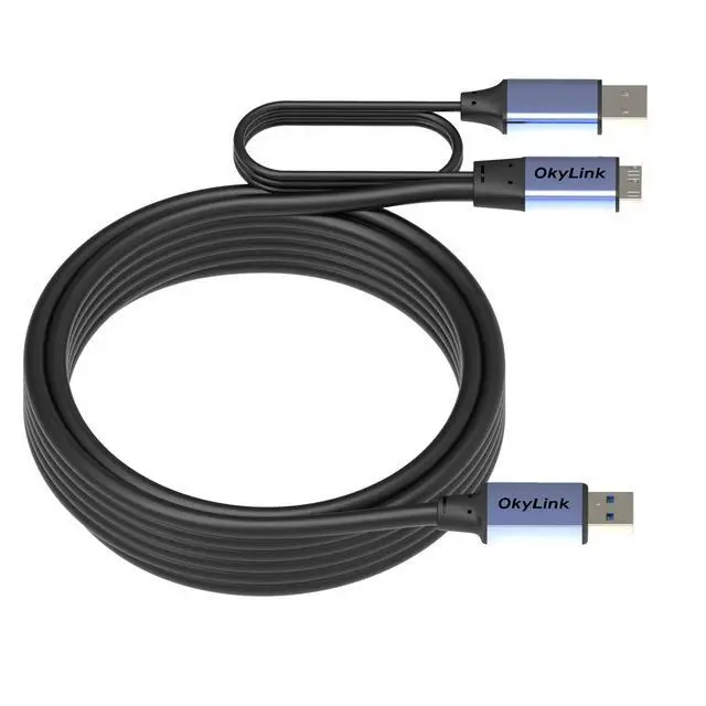 Alt view image 3 of 5 - OkyLink 5M/15FT USB 3.0/3.2Gen1 to Micro-B Active Cable - 5Gbps A Male to Micro-B Male Data Transfer Cord, Black Industrial Grade