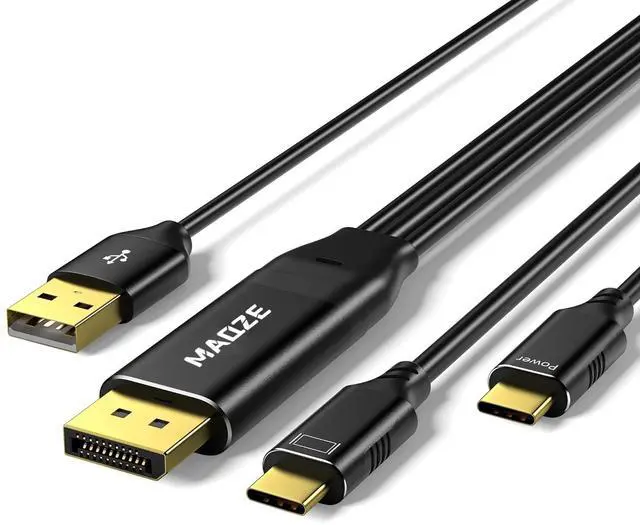 Main image of Maqze Displayport to USB C Cable 4K@60Hz, 6FT Display Port to Type C Adapter with USB-C PD Power, Touch-Enabled for AR Glasses Xreal Air, Rayneo, Rokid, Touchable Portable Monitor