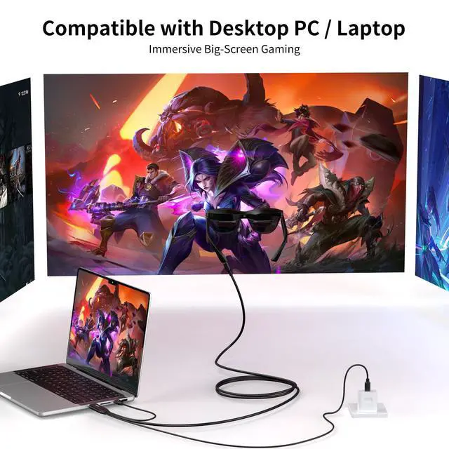 Alt view image 4 of 5 - Maqze Displayport to USB C Cable 4K@60Hz, 6FT Display Port to Type C Adapter with USB-C PD Power, Touch-Enabled for AR Glasses Xreal Air, Rayneo, Rokid, Touchable Portable Monitor