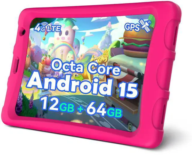 Main image of Topsand 8 Inch Android 15 Tablet with Sim Card Slot Uncloked, Cellular Tablet Phone with 4G LTE, Octa Core,12GB RAM 64GB ROM 2TB TF Expandable, 5G WiFi, 8MP Camera, 5100mAh, Tableta with Case(Pink)