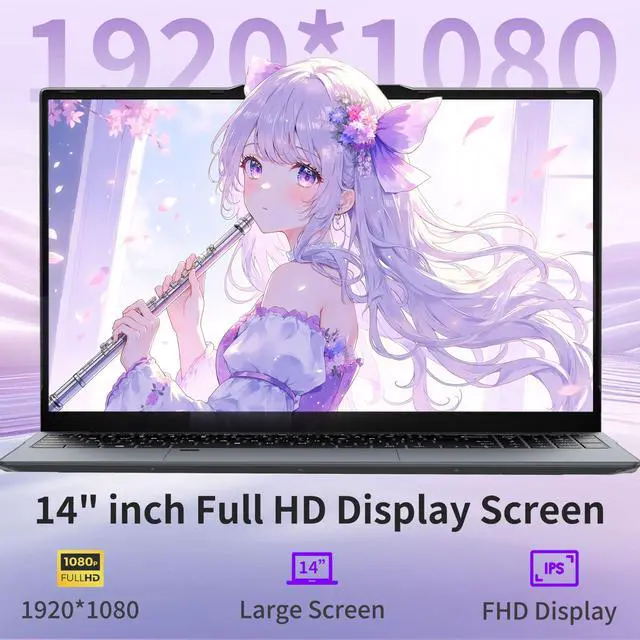 Alt view image 4 of 5 - AocBook 14" Laptop Computer, Ryzen 5 3500U Quad-Core, 16GB DDR4 RAM, 512GB NVMe SSD, 2MP HD Camera, Adjustable Touchpad, Privacy Webcam Switch, Lightweight Portable Notebook  Grey