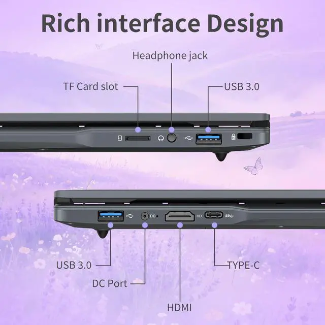 Alt view image 3 of 5 - AocBook 14" Laptop Computer, Ryzen 5 3500U Quad-Core, 16GB DDR4 RAM, 512GB NVMe SSD, 2MP HD Camera, Adjustable Touchpad, Privacy Webcam Switch, Lightweight Portable Notebook  Grey