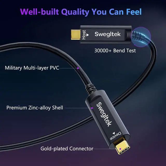 Alt view image 2 of 5 - Fiber Optic USB C Cable(50ft),10Gbps High Speed Data Transfer Active Optical Type C Cable,Compatible with Cameras,Webcams,VR,AR for Collaborative Meetings,Smart Classroom,Data Center