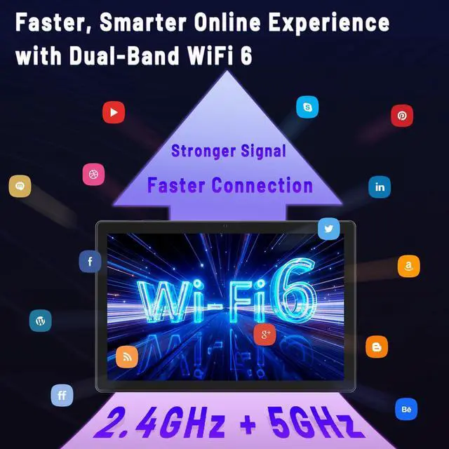 Alt view image 4 of 5 - Android Tablet, 10.1 inch Tablet with Case, Android 15 Tablets for Adults, Octa-Core, 8GB RAM 64GB ROM, 1TB Expandable, WiFi 6, GPS, Dual Camera, 5000mAh Battery  Silver