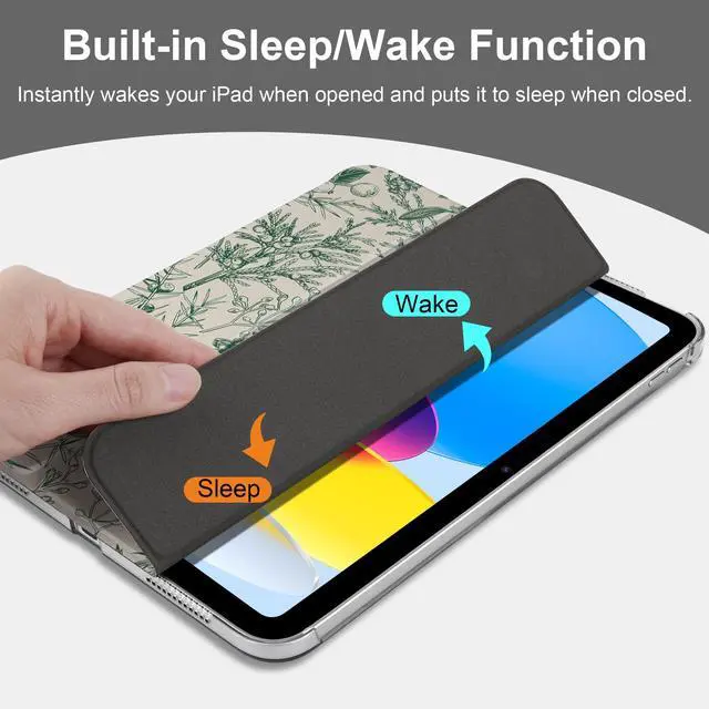 Alt view image 4 of 5 - DONGKE for iPad Air 11-inch M3 2025 M2 2024, iPad Air 5th 2022 / 4th Generation 2020 10.9-inch, Slim Foldable Stand Hard PC Translucent Back Shell Smart Cover - [Auto Wake/Sleep] - Plants & Berries