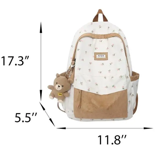 Alt view image 3 of 5 - 2025 Cute Preppy Bag Floral Printed Kawaii Backpack Cottagecore Aesthetic Backpack Laptop Daypack (Sage Green)