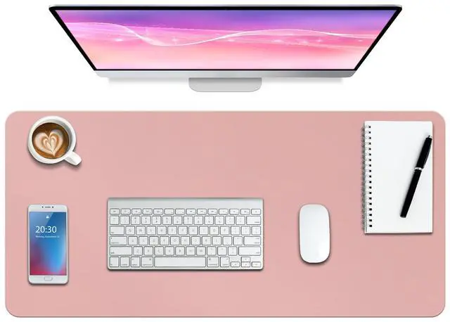 Main image of Boutilon Leather Desk Pad Protector,Non-Slip Mouse Pad,Laptop Desk Pad,Office Mouse Mat,Waterproof Leather Desk Blotter,Desk Writing Pad for Office and Home (XXL-Pink,47.2"x 17")