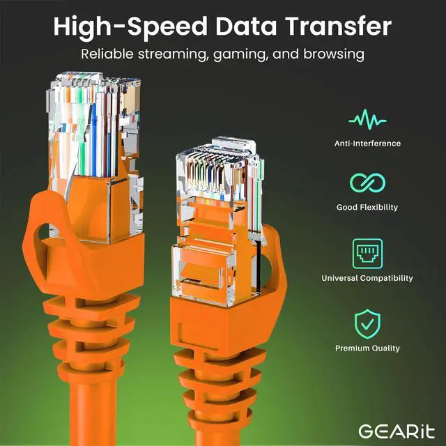 Alt view image 3 of 5 - GEARit 50-Pack Cat6 Patch Cable 0.5 Foot / 6 Inches Cat 6 Ethernet Cable Snagless Flexible Soft Tab - Premium Series - Orange