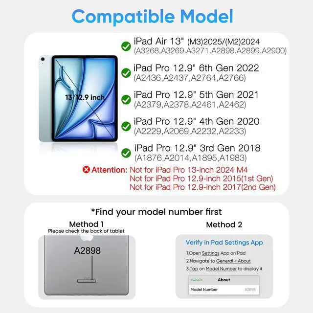Alt view image 2 of 5 - doqo Keyboard case for iPad Air 13 (M2) 2024/(M3) 2025 and iPad Pro 12.9(6th,5th,4th,3rd Gen),Magic Keyboard case with Multi-Trackpad for iPad Air 13,Pro 12.9 2018~2022 Slim 7 Color Backlit White