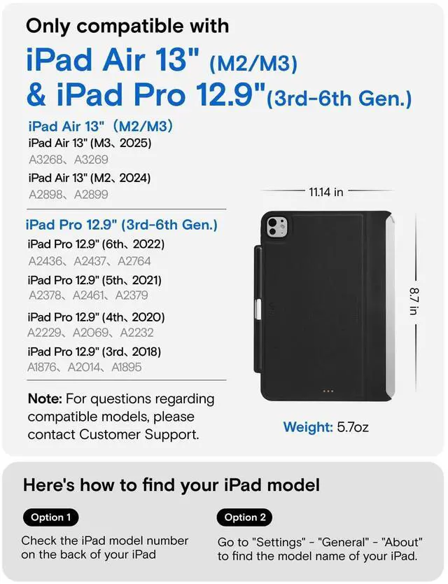 Alt view image 3 of 5 - MOFT Snap Tablet Case for iPad Air 13" M3 2025/M2 2024, iPad Pro 12.9"(3rd-6th Gen.) with Pencil Holder, Magic Keyboard Compatible, Slim Lightweight Magnetic Case, Connect to Versatile Snap Stands