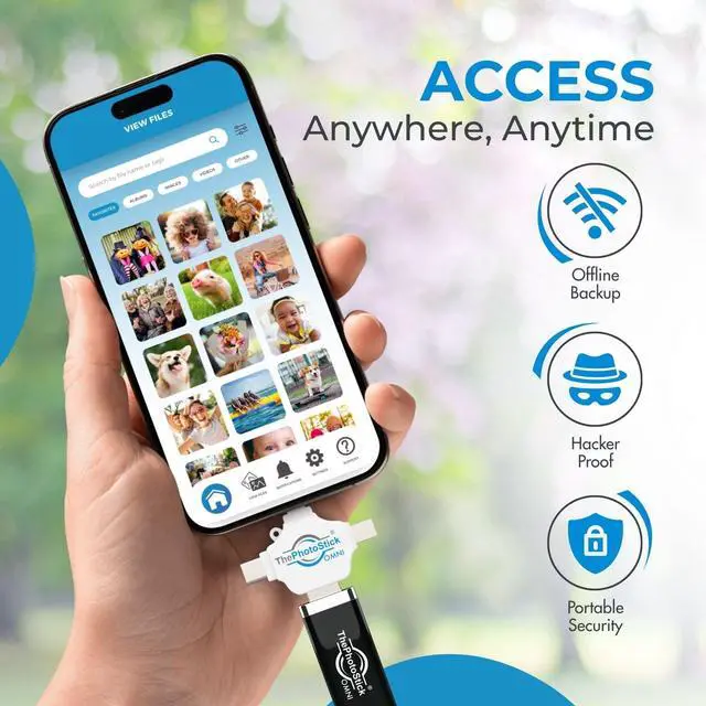 Alt view image 4 of 5 - ThePhotoStick® Omni 128GB + Protective Case | Secure Photo & Video Backup and Transfer | Digital File Organization | USB & Multiport Connection for Phones, Tablets and Computers | Water Resistant Case