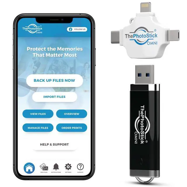 Alt view image 2 of 5 - ThePhotoStick® Omni 128GB + Protective Case | Secure Photo & Video Backup and Transfer | Digital File Organization | USB & Multiport Connection for Phones, Tablets and Computers | Water Resistant Case