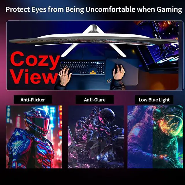 Alt view image 4 of 5 - ZZA 27" Curved Gaming Monitor 300HZ Computer Monitor, FHD 1080p 1ms 1800R VA Screen, 99% sRGB, Support AMD FreeSync, Blue Light Filter, HDMI*2 & DP*2, VESA Mounting Compliant- White