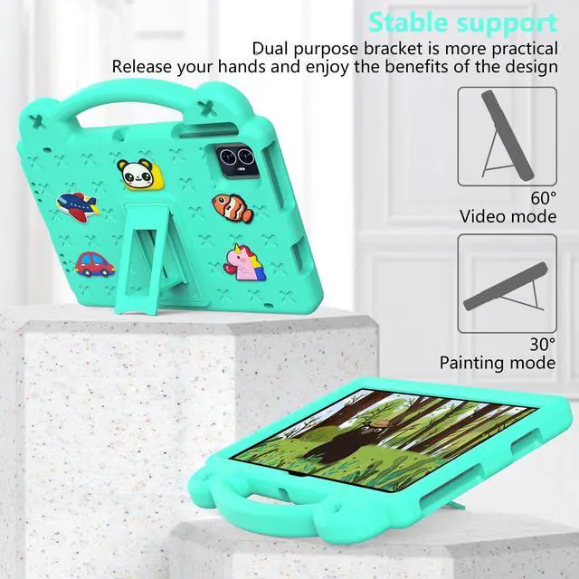 Alt view image 2 of 5 - Dteck Case for Onn 10.1" Tablet 2024 Gen 4, Cartoon Panda Shockproof Rugged Lightweight Convertible Stand Handles Kids Friendly Case for Onn 10.1 inch 4 Gen Tablet 2024 (Model:100135925),Mintgreen