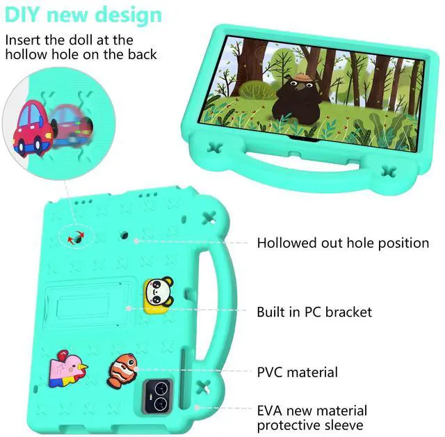 Alt view image 3 of 5 - Dteck Case for Onn 10.1" Tablet 2024 Gen 4, Cartoon Panda Shockproof Rugged Lightweight Convertible Stand Handles Kids Friendly Case for Onn 10.1 inch 4 Gen Tablet 2024 (Model:100135925),Mintgreen