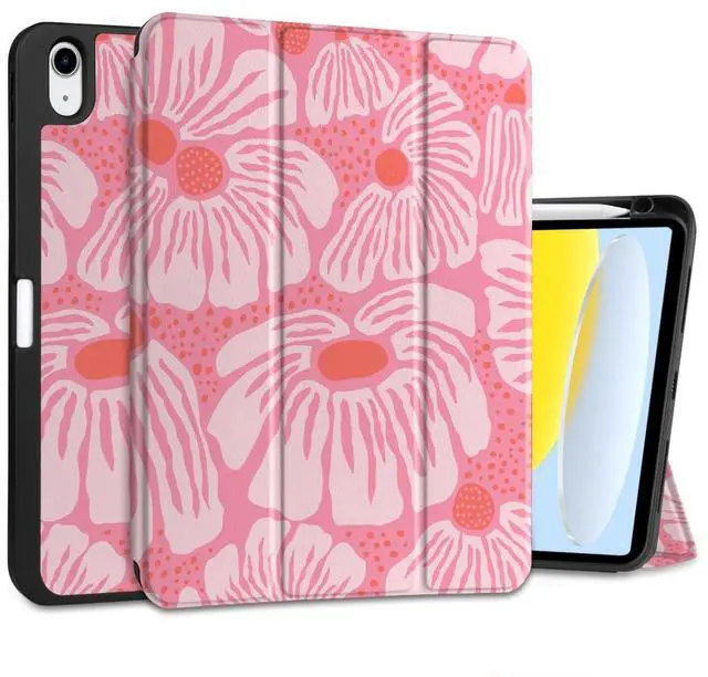 Main image of MEEgoodo Case for iPad A16 11th Generation 11 inch 2025/iPad 10th Generation 10.9 inch 2022, Tablet Cover with Trifold Stand + Pencil Holder + Auto Wake/Sleep + Soft TPU Back Cover, Pink Style Floral