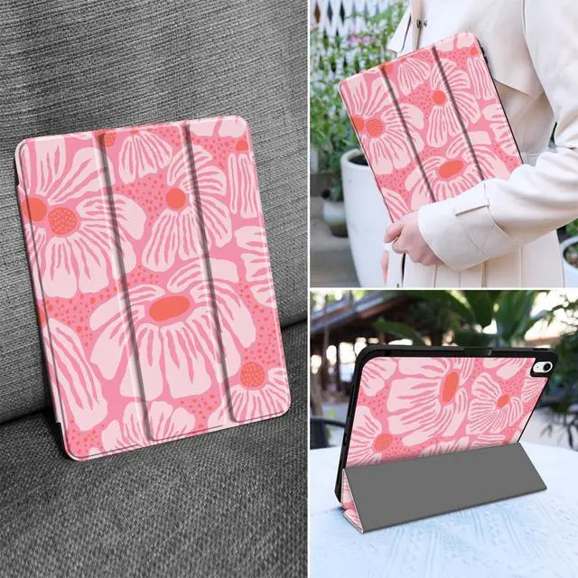 Alt view image 5 of 5 - MEEgoodo Case for iPad A16 11th Generation 11 inch 2025/iPad 10th Generation 10.9 inch 2022, Tablet Cover with Trifold Stand + Pencil Holder + Auto Wake/Sleep + Soft TPU Back Cover, Pink Style Floral