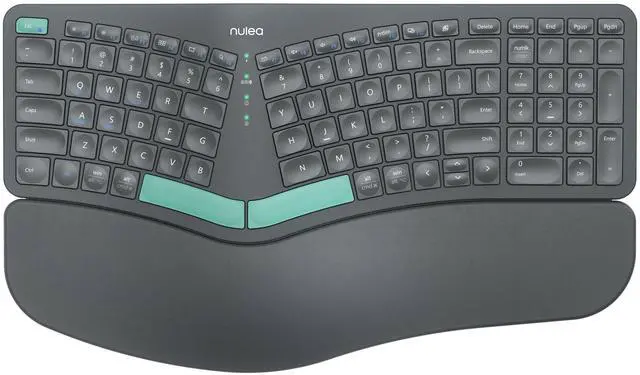 Main image of Nulea Wireless Ergonomic Keyboard, Split Keyboard with Cushioned Wrist Rest, USB and Bluetooth Connectivity, USB-C Rechargeable, Compatible with Windows Mac