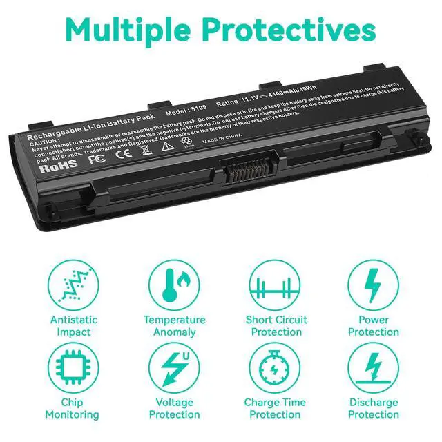 Alt view image 3 of 5 - Futurebatt PA5109U-1BRS Battery for Toshiba Satellite C40 C45 C50D C50T C55 C55T C55DT C805 C855 C855D L855 L875 P855 P875 S855 S875 S75 PA5108U-1BRS PA5110U-1BRS PABAS271 PABAS272 PABAS273