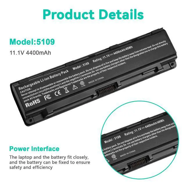 Alt view image 5 of 5 - Futurebatt PA5109U-1BRS Battery for Toshiba Satellite C40 C45 C50D C50T C55 C55T C55DT C805 C855 C855D L855 L875 P855 P875 S855 S875 S75 PA5108U-1BRS PA5110U-1BRS PABAS271 PABAS272 PABAS273