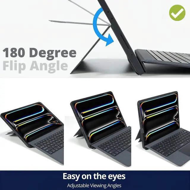 Alt view image 3 of 5 - WIWU iPad Keyboard Case for iPad Air 11 2024(M2), iPad Air 5th/4th Gen, Detachable Case with Vertical Support,Pencil Holder,Trackpad, 7-Color Backlit