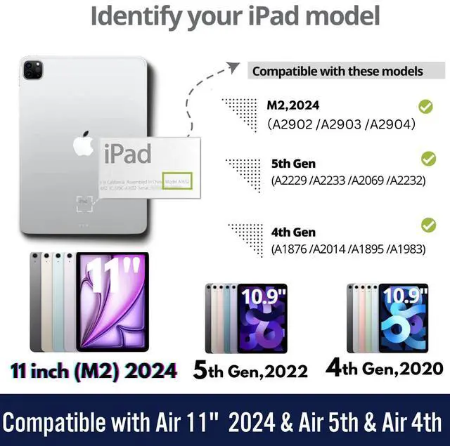 Alt view image 5 of 5 - WIWU iPad Keyboard Case for iPad Air 11 2024(M2), iPad Air 5th/4th Gen, Detachable Case with Vertical Support,Pencil Holder,Trackpad, 7-Color Backlit