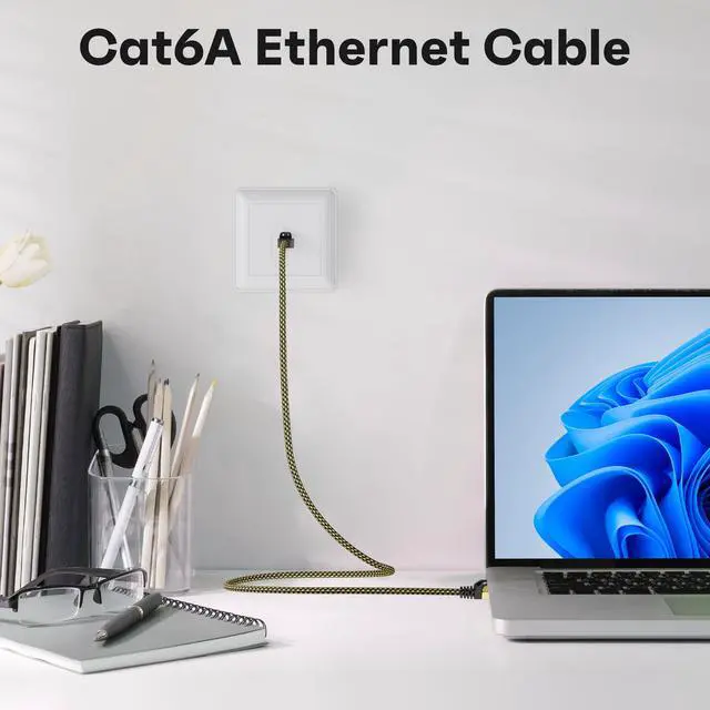 Alt view image 2 of 5 - Mygatti Cat6A Ethernet Cables 150 FT, Snagless CAT6 RJ45 10Gbps Ethernet Cable, FTP Shielded Ethernet Patch Cord, Cat6 Internet Network LAN Cable, Oxygen-Free Copper, Cat 6 Cable, Gold-Plated Plug